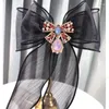 Brooches Korean Pearl Ribbon Bow Tie For Women Black Fabric Bowknot Lapel Pins Female Shirt Collar Luxulry Jewelry Accessories