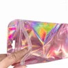 Pochettes à bijoux 100Pc stylo holographique refermable pochette anti-odeur fermeture à glissière sacs d'emballage perlables pour sac de rangement scellable