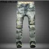 Big size 42 2020 European Style Men Jeans Holes Frazzled Jeans Mens Casual Leisure Denim Long Pants Light Blue QQ0293248I