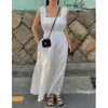 Casual klänningar Sydkorea 2023 Summer Strap Dress Female French Temperament Square Collar Midje Break Kjol Holiday Wind Long Long Long