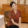 Ubranie etniczne duże rozmiar 4xl kobiety vintage hanfu garnitur ulepszony qipao top satynowy jedwabny jedwabny tang bluzka chińska cheongsams