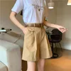 Women's Shorts Khaki Suit Short Summer Fashion Button Baggy Wide Leg Half Pants Korean Style Casual Female Clothing Plus Size 230718