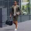 Homens curtos cinza de alta qualidade smokings de casamento com dois botões finos para festas de negócios baile de formatura melhores homens blazer terno jaqueta calças