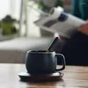 Tazze piattini da caffè in ceramica scandinava e bicchieri creativi Phnom Penh nero opaco per espresso