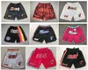 Heats Basketball Short Miamis Hip Pop Running Pant With Pocket Zipper Stitched Red Black White Size S-XXL