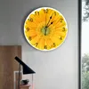 Wall Clocks Yellow African Chrysanthemum Clock Large Modern Kitchen Dinning Round Bedroom Silent Hanging Watch