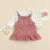 Conjuntos de roupas infantis bebê meninas terno primavera outono manga longa floral impresso topsandcor sólida babados vestido
