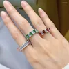 Кластерные кольца Dygyd S925 Silver Big Row Diamond Ring Fashion Green Jade Square intext hister wholadry