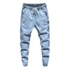 Men's Jeans Men Denim Pants Loose Fit Washing Dressing Stretch Lace-up Cargo For Party