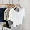 T-shirts pour femmes Dos nu T-shirts Femmes Doux Unique Entrecroisé Été Tempérament Féminin Décontracté Tendance Style Coréen Hauts Minces Solide