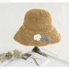 Baretten Effen Kleur Handgemaakte Stro Gebreide Gehaakte Bloem Strand Hoed Voor Vrouwen Zomer Uv-bescherming Opvouwbare Outdoor Zonnekap Gorras 2023