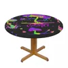 Table Cloth 60s Esoteric Mushrooms Waterproof Polyester Round Tablecloth Catering Fitted Cover