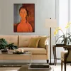 Contemporary Wall Art Girl with Pigtails Amedeo Modigliani Famous Painting Handmade Modern Music Room Decor