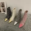 2022 Small Fragrant Pointed Fashion Boots Women's Slim Low Heels Autumn and Winter Back Zipper Comfortable Short Boots Women L230704