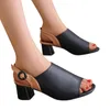 Сандалии Роман для женщин, дамы, коренастые каблуки высокая рыба, кожаная обувь сандалии de mujer verano 2023
