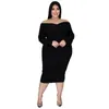 Plus Size Dresses Commuter Women's V-Neck Solid Mid Length Dress Sexy