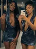 Casual Dresses Women Sexy Party Club Birthday Bodycon Sequined Black Short Mini Dress 2023 Summer Clothes Wholesale Items For