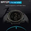 Нарученные часы Sanda Outdoor Mens Sports Watches Черные светодиодные часы Digital Waters Water -Alarm Claim Relogio Masculino