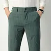 Garnitury męskie Business Casual Suit Pants Men Solid High Tase Prosto formalne spodnie Męs