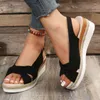 Sandália elegante peep toe wedge para mulher verão plataforma leve gladiador sapatos mulher plus size antiderrapante praia