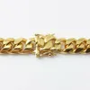 10 mm 12 mm 14 mm Miami Cuban Link łańcuch męski 14 -krotnie złote łańcuchy wysoko wypolerowane punkowe krawężnik ze stali nierdzewnej biżuteria 352m