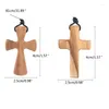 Pendant Necklaces Olive Wood Long Adjustable Black Leather Rope Necklace Cross-shape Christian Gifts For Men And Women