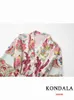 Basic Casual Dresses KONDALA Beach Style Flower Print Long Cami Dres Straight Satin Sexy Holiday Fashion 2023 Vintage Kimono 230718