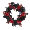 Decorative Flowers Front Door Wreath Black And Red Rose Garland Holiday Gate Decoration