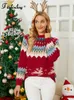 Женские свитера Fitshinling Новый год с рождественским свитером Женская зимняя одежда Elk Ugly Pellover Tops Tops Рождественский джемпер Prounds Femme Jersey L230718