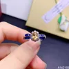 Cluster Rings 925 Pure Silver Chinese Style Natural Citrine Women's Noble Trendy Flower Color Zircon Justerbar ädelring Fina smycken