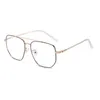 Lunettes de soleil mode lunettes de lumière bleue métal Double faisceau lunettes pour femmes avec cadre haut de gamme rétro ordinateur Transparent