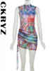 Casual Dresses Ladies Tie Dye Print Ruched Y2k Clothes Sleeveless Fashion Sexig Bodycon Mini Dress for Women Summer Vacation Club Streetwear