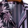 Men's Casual Shirts Stripe Chains Print Shirt Summer Short Sleeve Button Turn-Down Collar Plus Size Fashion Cardigan