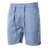 Shorts masculino de linho de algodão cordão respirável cintura elástica calça de cinco pontas masculina cargo verão bolsos médios pantalones de praia
