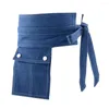 Riemen Dames Denim Riem Met Afneembare Pocket Wrap Tie Jean Corset Tailleband Voor Shirt Jurk