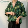 Pantalon deux pièces pour femmes High Street Male Hawaiian Shirt Flower Full Print Summer Casual Cardigan Short Sleeve Blouse Tops For Men 230718