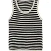 Mannen Tank Tops Amerikaanse Niche Zwart Wit Gestreepte Vest Mannen Vrouwen Zomer Losse Causale High Street Mouwloze Holle T-shirts mannelijke Kleding