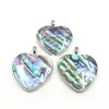 HOPEARL Jewelry Simple Heart Pendant Charm for Necklace Making Abalone Paua Sea Shell Cabochon Inlaid 6 Pieces304a