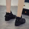 2019 nova moda primavera botas femininas de salto alto sapatos de couro PU plataforma outono botas de fivela de tornozelo para mulheres L230704
