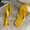 Slippers Eilyken 2023 Merk Slipper Vrouwen Zomer Outdoor Sandaal Slip Op Flip Flop Dames Dunne Hoge Hakken Slides Elegante schoenen 230718