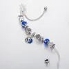 Mond- und Sternanhänger Blaues Charmearmband Set für Pandorade 925 Silberschugelkette Charms Armbänder für Frauen Designer Schmuck Luxusarmband mit O.