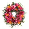 Fleurs décoratives fête des mères guirlande pour porte d'entrée rouge Orange fleur avec feuilles vertes printemps artificielle décoration de la maison