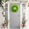 Flores decorativas 11" guirlanda de buxo sintético folhas verdes artificiais para porta da frente pendurar na parede janela festa de casamento decoração de primavera 1 peça