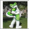 2019 Beroep gemaakt Groene Husky Fursuit Mascotte Kostuum Pluche Volwassen Grootte Cartoon Kostuum Voor Halloween Party Event250Z