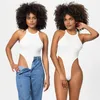 Women's Shapers BodySuit Turtleneck Sleeveless Playsuit Sexy Shapewear Top For Women Bodycon Skinny Printed Romper Jumpsuits