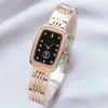 Новая мода роскошные часы Ladies Reloj Para Mujer Tank Ladies Watch 'Mechanical Diamond Rose Gold