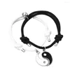 Charme Bracelets Tai Chi Yin Yang Couples Noir Blanc Corde Bracelet Pendentif Réglable Tresse Correspondant Amant Bijoux