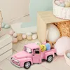 Fiori decorativi Auto di Pasqua rosa con decorazioni a 5 uova Puntelli robusti colorati Vacanze vintage Portatile per feste Primavera Estate Finestra casa