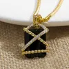 Pendant Necklaces 15 20mm Rectangular Cubic Zirconia With Twist Chain Design Necklace Stylish Chic Gold Plated Brass Satement