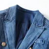 Costumes pour femmes mode piste Designer Denim Blazer Vintage Double boutonnage jean Blaser veste vêtements d'extérieur automne hiver manteau